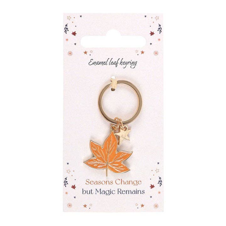 Porte-clés feuille en émail Automne magique