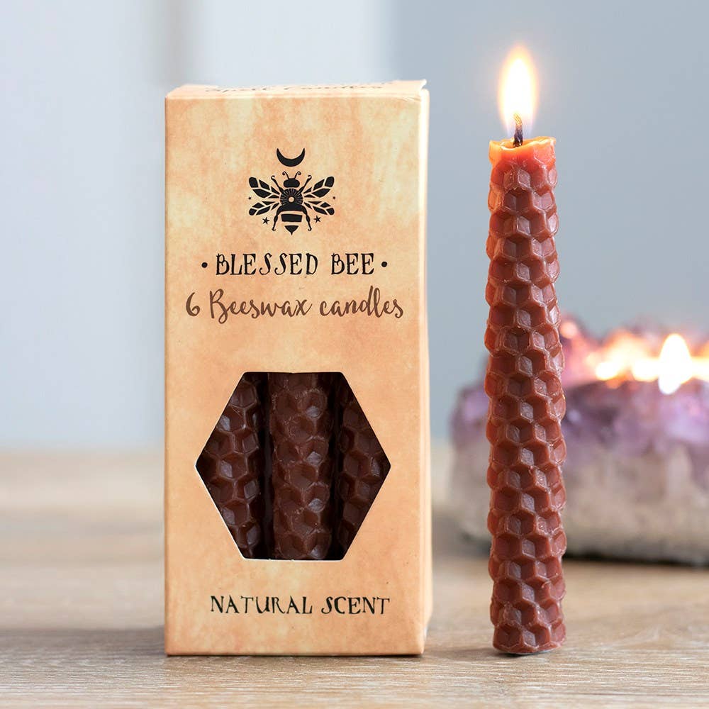 Lot de 6 bougies torsadées en cire d'abeille
