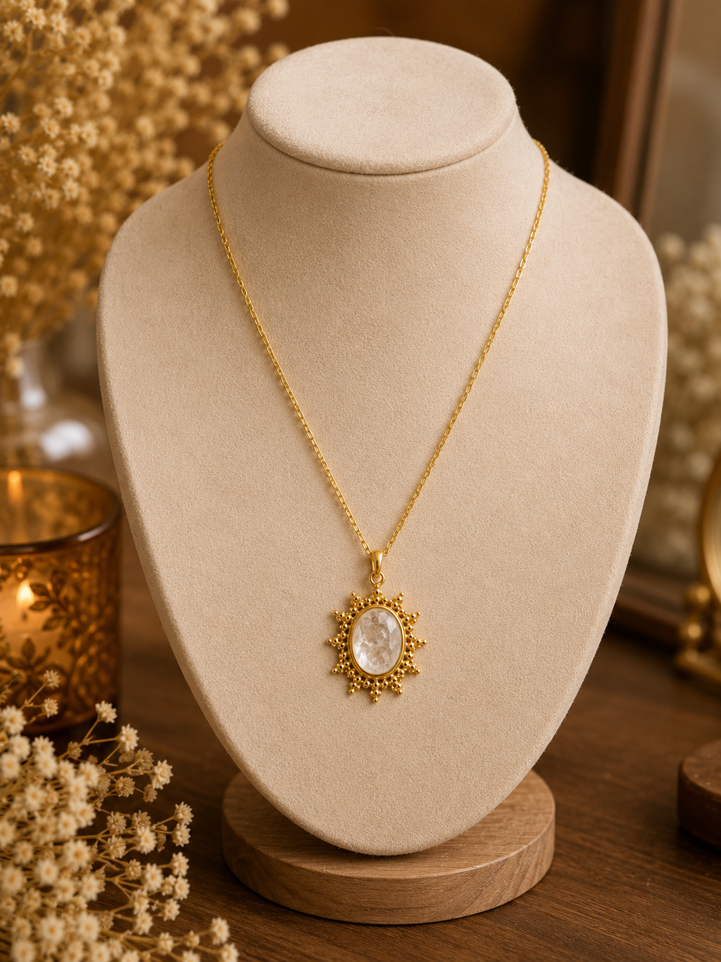 Collier Soline doré — Cristal de roche