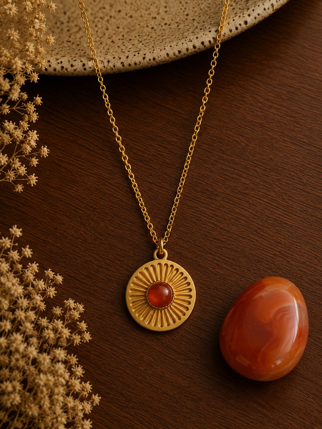 Collier Zirka doré – Cornaline