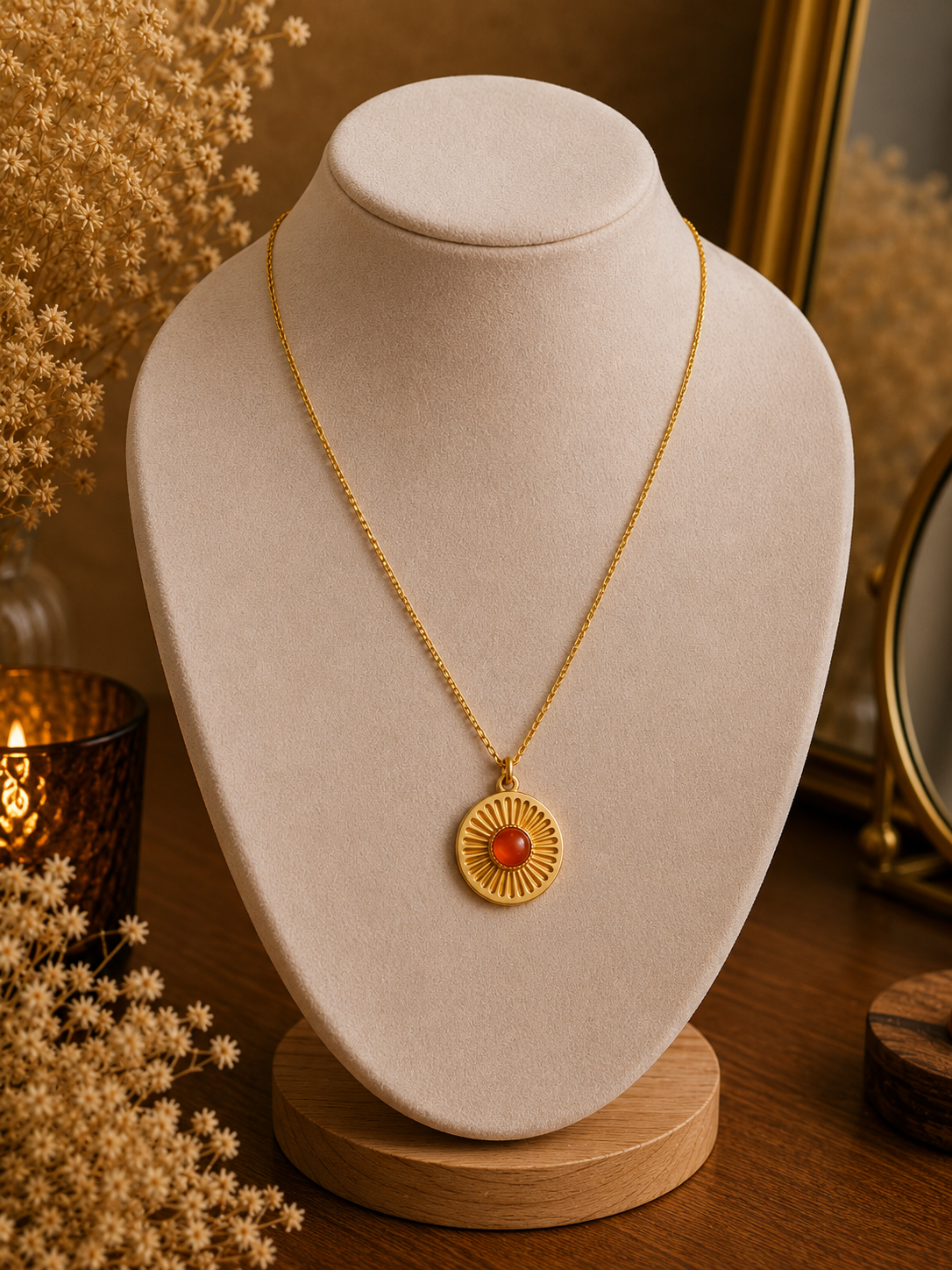 Collier Zirka doré – Cornaline