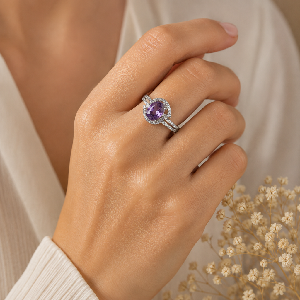 Bague argent améthyste