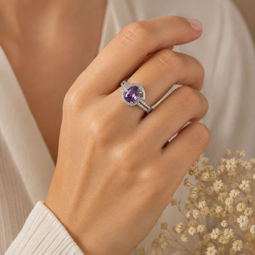 Bague argent améthyste