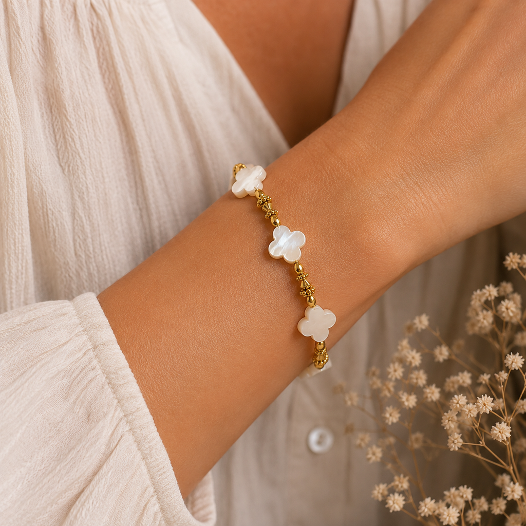 Bracelet Éclat Doré en Nacre