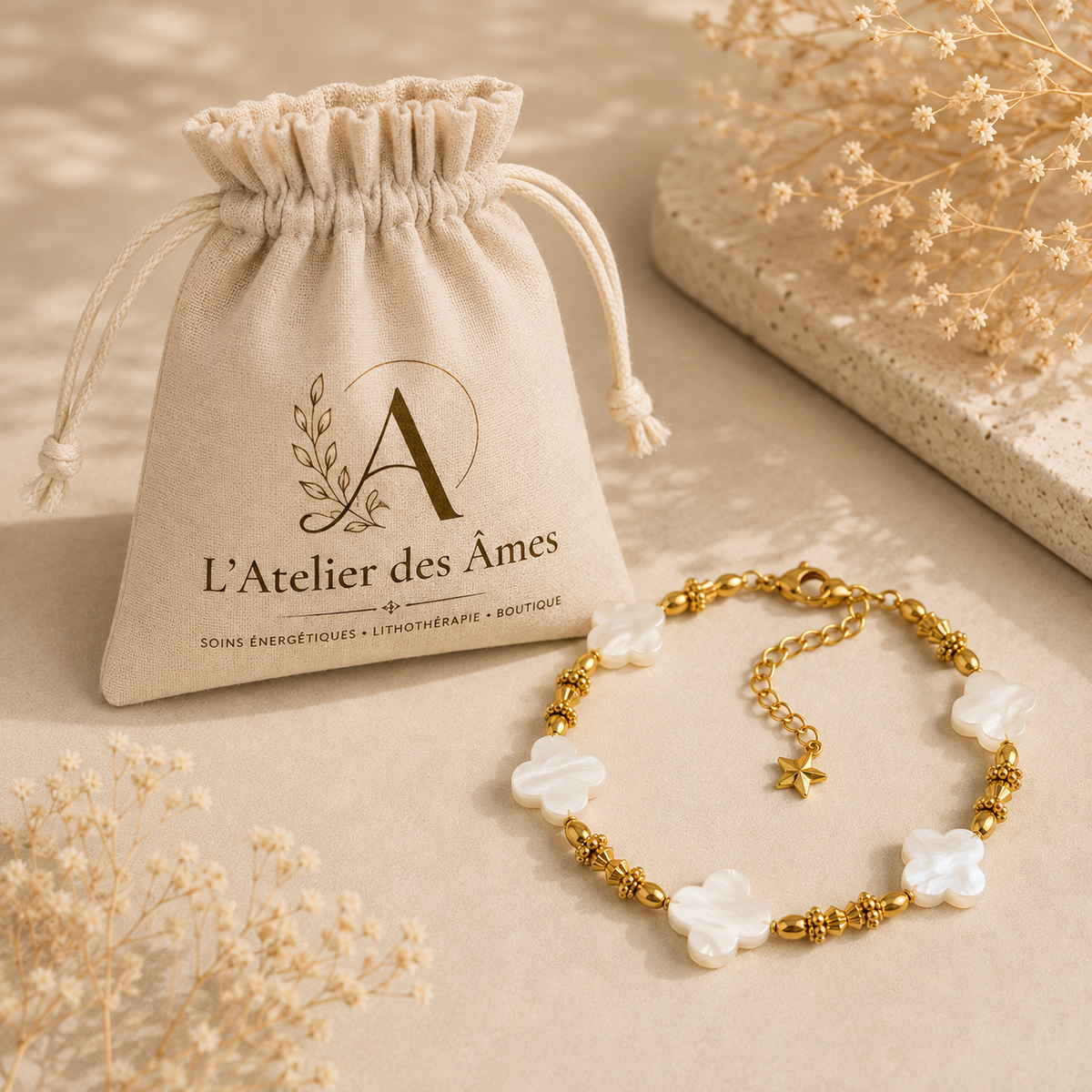 Bracelet Éclat Doré en Nacre