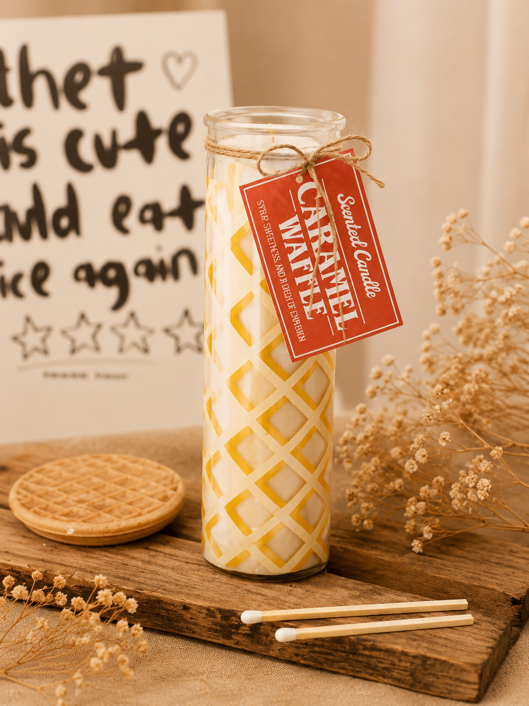 Bougie tubulaire parfumée - Gaufre au caramel