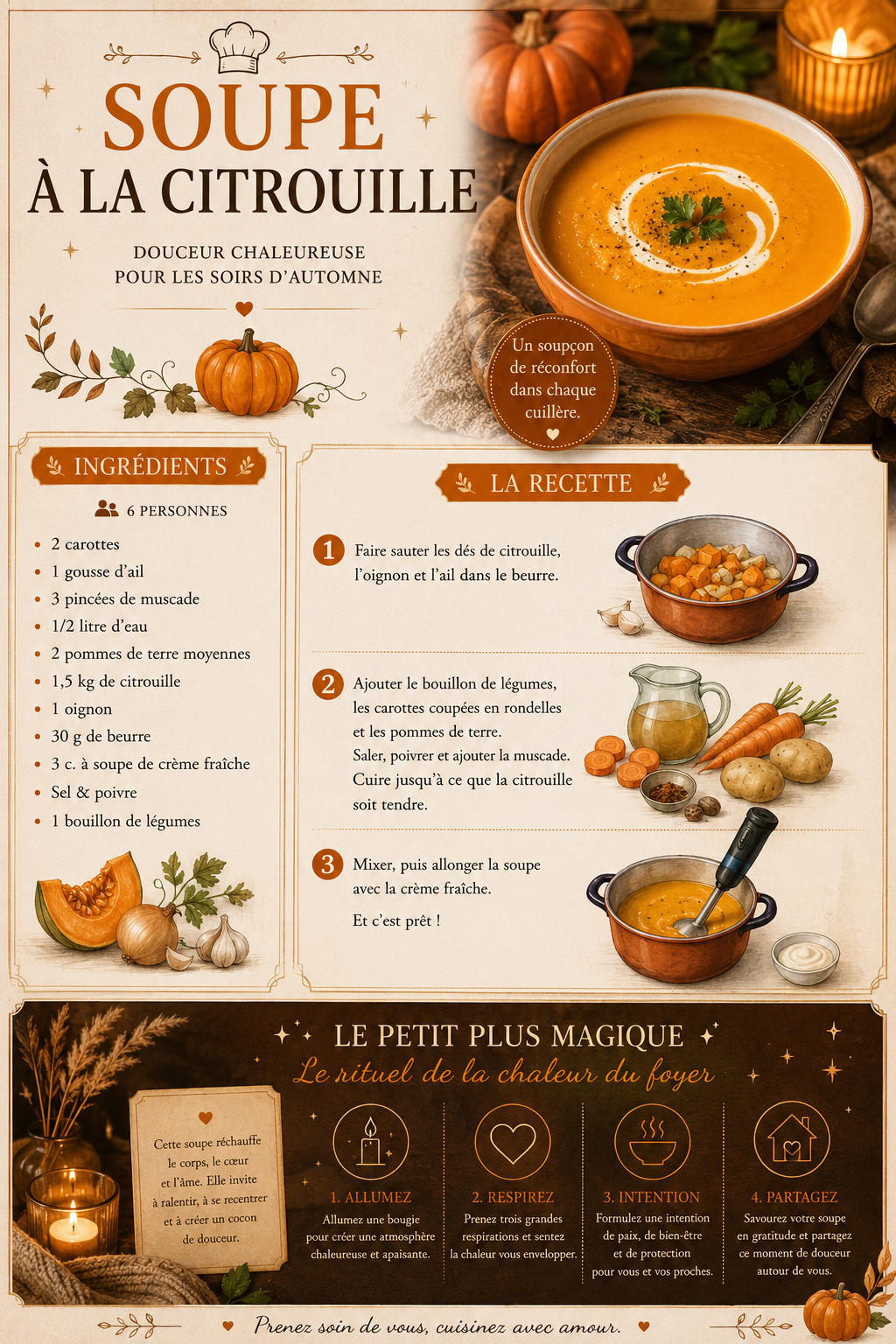 Recette soupe à la citrouille - Douceur d'Automne